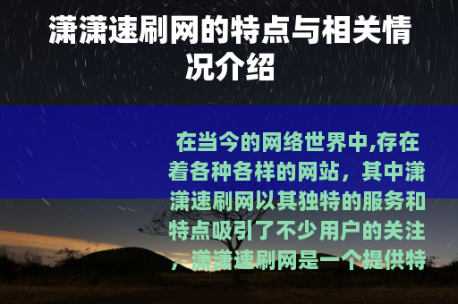 潇潇速刷网的特点与相关情况介绍