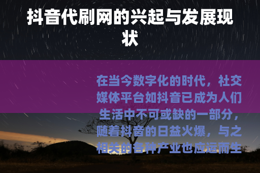 抖音代刷网的兴起与发展现状