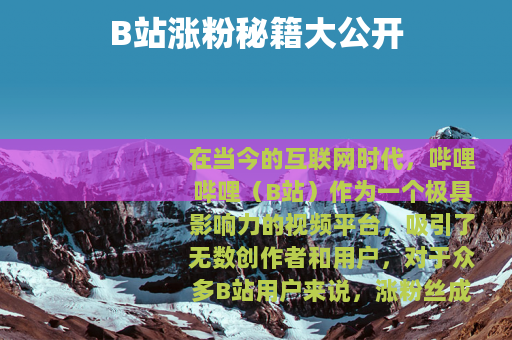 B站涨粉秘籍大公开