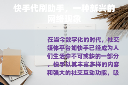 快手代刷助手，一种新兴的网络现象