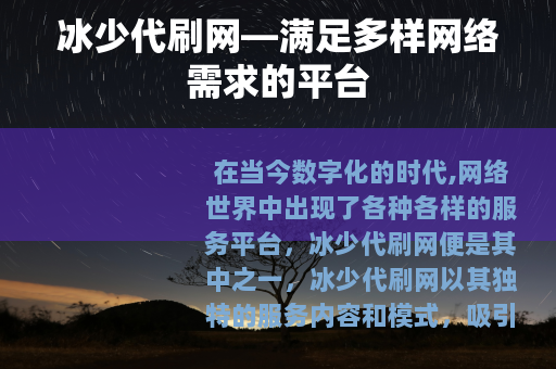 冰少代刷网—满足多样网络需求的平台