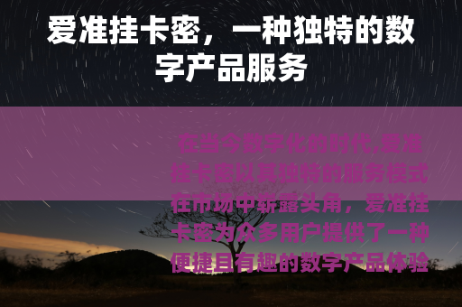 爱准挂卡密，一种独特的数字产品服务