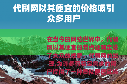 代刷网以其便宜的价格吸引众多用户