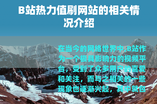 B站热力值刷网站的相关情况介绍