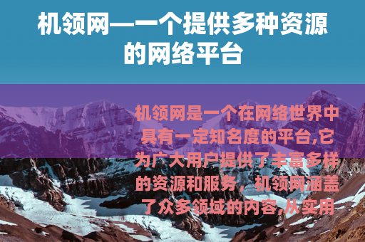 机领网—一个提供多种资源的网络平台