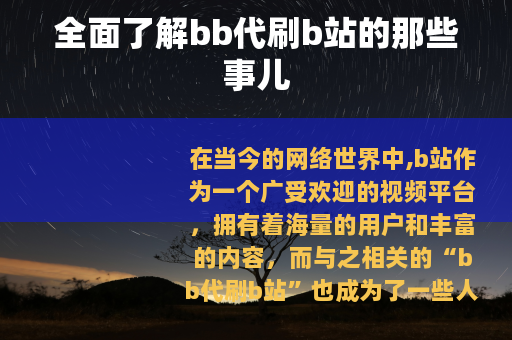 全面了解bb代刷b站的那些事儿