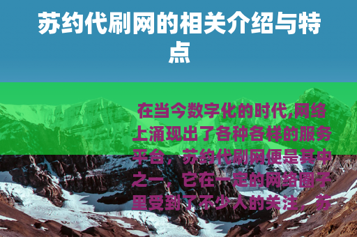 苏约代刷网的相关介绍与特点