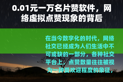 0.01元一万名片赞软件，网络虚拟点赞现象的背后