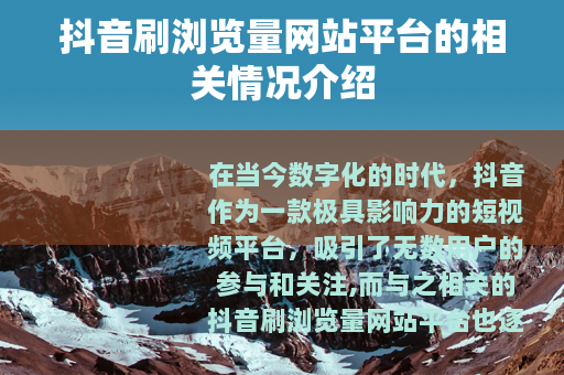 抖音刷浏览量网站平台的相关情况介绍