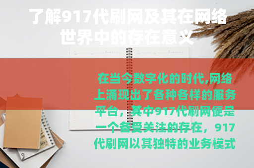 了解917代刷网及其在网络世界中的存在意义