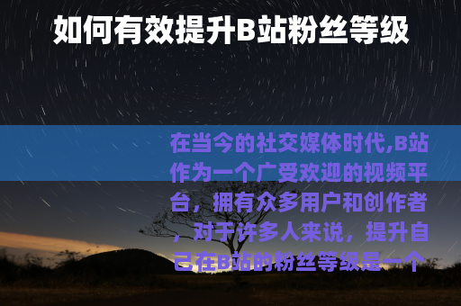 如何有效提升B站粉丝等级