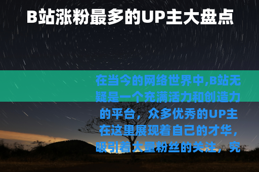 B站涨粉最多的UP主大盘点
