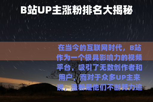 B站UP主涨粉排名大揭秘