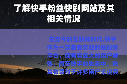了解快手粉丝快刷网站及其相关情况