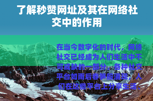 了解秒赞网址及其在网络社交中的作用