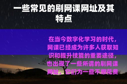 一些常见的刷网课网址及其特点