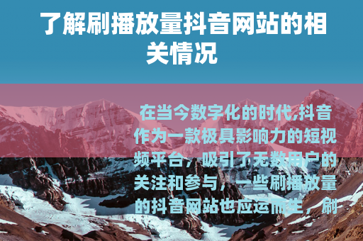 了解刷播放量抖音网站的相关情况