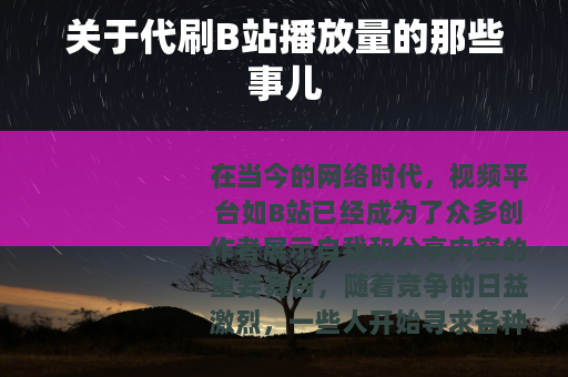 关于代刷B站播放量的那些事儿