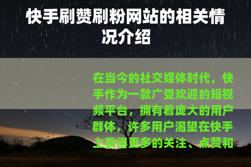 快手刷赞刷粉网站的相关情况介绍