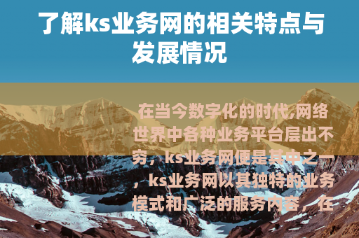 了解ks业务网的相关特点与发展情况