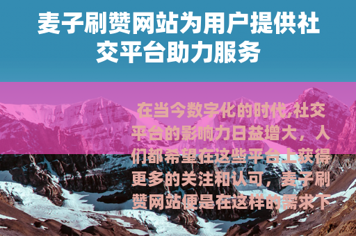 麦子刷赞网站为用户提供社交平台助力服务
