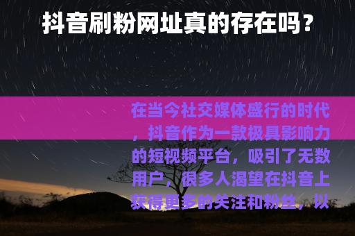 抖音刷粉网址真的存在吗？