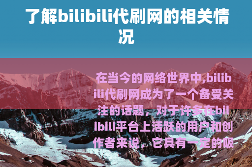 了解bilibili代刷网的相关情况