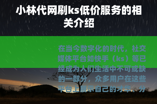 小林代网刷ks低价服务的相关介绍