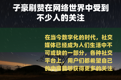 子豪刷赞在网络世界中受到不少人的关注