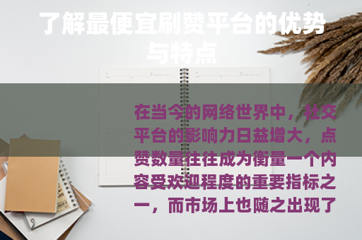了解最便宜刷赞平台的优势与特点