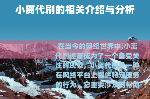 小离代刷的相关介绍与分析