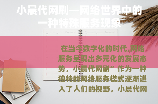 小晨代网刷—网络世界中的一种特殊服务现象