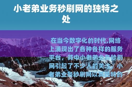 小老弟业务秒刷网的独特之处