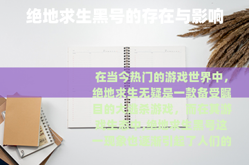 绝地求生黑号的存在与影响