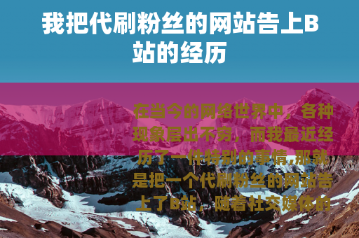 我把代刷粉丝的网站告上B站的经历