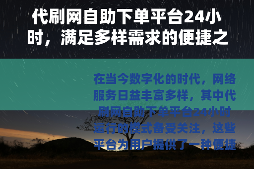 代刷网自助下单平台24小时，满足多样需求的便捷之选