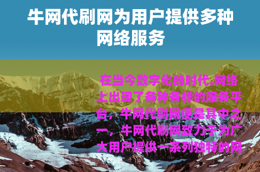 牛网代刷网为用户提供多种网络服务