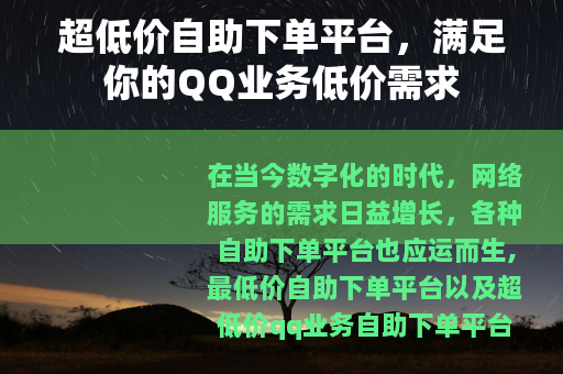 超低价自助下单平台，满足你的QQ业务低价需求