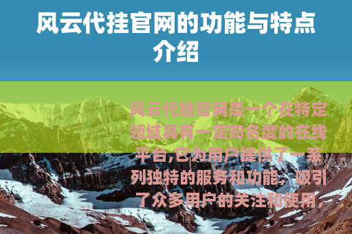 风云代挂官网的功能与特点介绍
