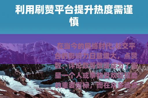 利用刷赞平台提升热度需谨慎