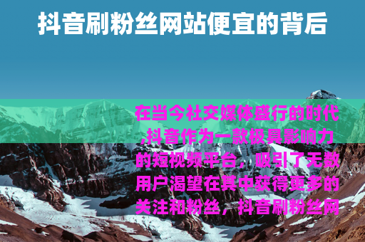 抖音刷粉丝网站便宜的背后