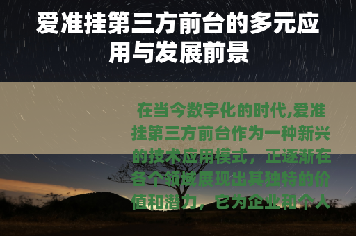 爱准挂第三方前台的多元应用与发展前景