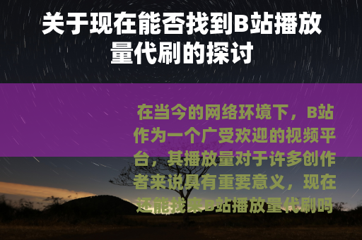 关于现在能否找到B站播放量代刷的探讨