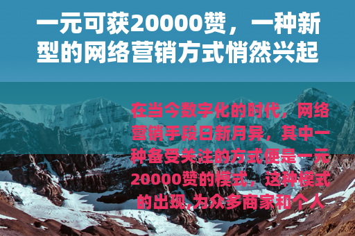 一元可获20000赞，一种新型的网络营销方式悄然兴起