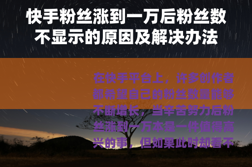 快手粉丝涨到一万后粉丝数不显示的原因及解决办法