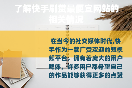 了解快手刷赞最便宜网站的相关情况