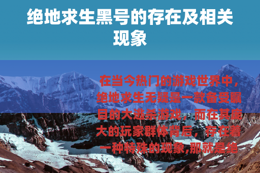 绝地求生黑号的存在及相关现象