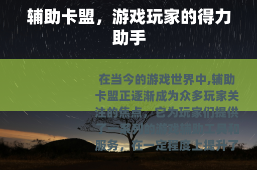 辅助卡盟，游戏玩家的得力助手