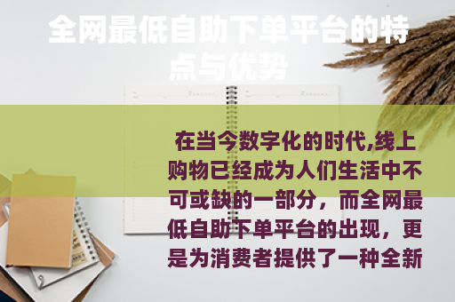 全网最低自助下单平台的特点与优势