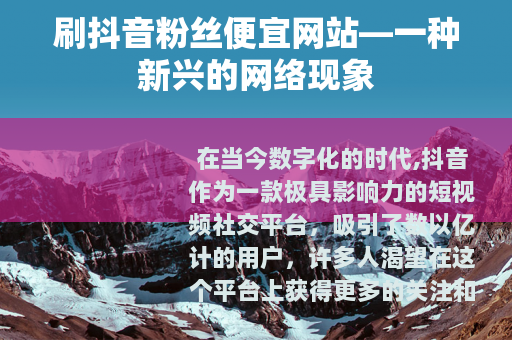 刷抖音粉丝便宜网站—一种新兴的网络现象